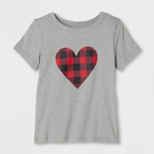 Toddler Adaptive 'Buffalo Check Heart' Short Sleeve Graphic T-Shirt